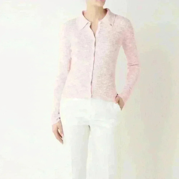 Scotch & Soda Pink/White Yarn Dyed Cardigan Knit  Sweater Size XS EUC! - Picture 4 of 13